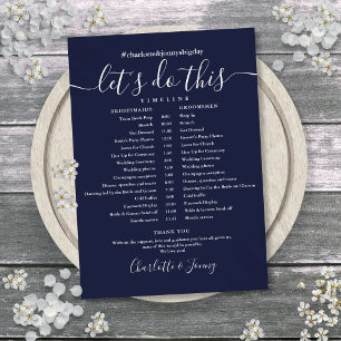 Navy Blue Wedding Schedule Timeline Card