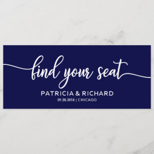 Navy Blue Wedding Seating Chart Title Card