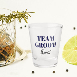 Navy Blue Wedding Team Groom Personalised Shot Glass