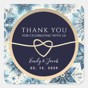 Navy Blue Wedding Thank You Square Sticker