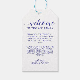 Navy Blue Wedding Welcome Gift Basket Bag Tags