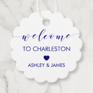 Navy Blue Wedding Welcome Gift Tag for Hotel Guest