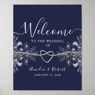 Navy Blue Wedding Welcome Poster