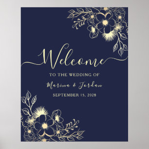 Navy Blue Wedding Welcome Poster