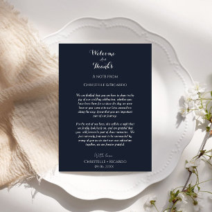 Navy blue  Welcome & thank you Wedding note 