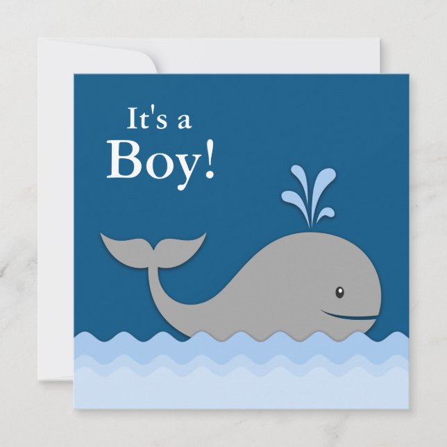 Navy Blue Whale Baby Shower Invitation (Front)