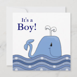 Navy Blue Whale Baby Shower Invitation