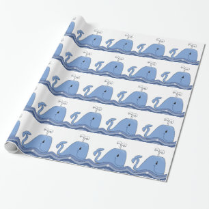 Navy Blue Whale Baby Shower Wrapping Paper