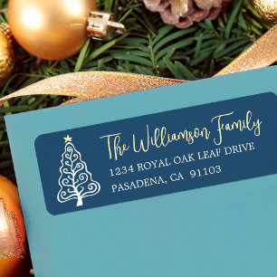 Navy Blue Whimsical Playful Christmas Tree Script