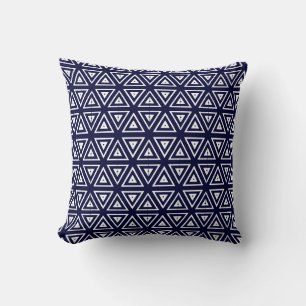 Navy blue  white  abstract pattern solid back cushion