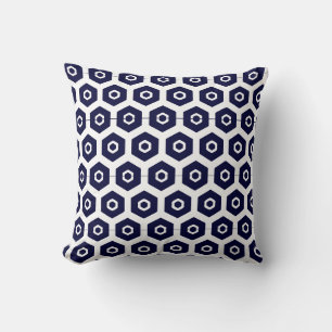 Navy blue  white  abstract pattern solid back cushion