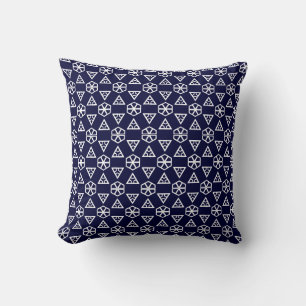 Navy blue white abstract pattern solid back cushion