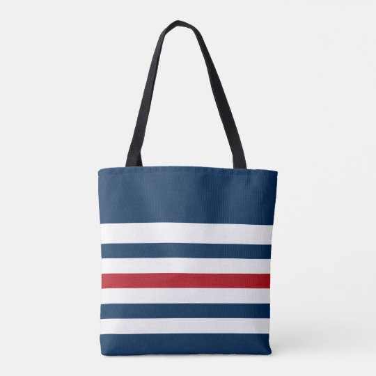 blue and white striped tote bag