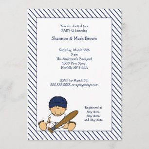 Navy Blue & White Baseball Baby Shower Invite med