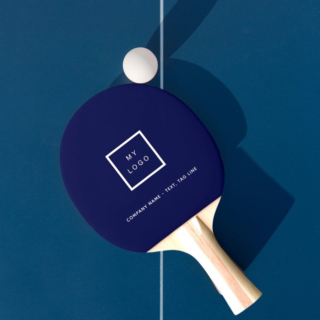 Navy blue white business logo ping pong paddle (Creator Uploaded)