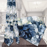 Navy Blue White Cascading Peonies Wedding Tie<br><div class="desc">A navy blue and white wedding neck tie featuring watercolor painted peonies and eucalyptus greeneries with a white and dusty blue watercolor wash background. This is my top selling wedding neck tie. Wishing you all the best on your special day.</div>