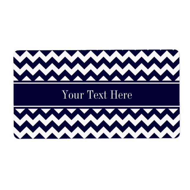 Navy Blue White Chevron Navy Name Monogram (Front)