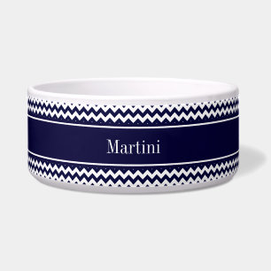 Navy Blue White Chevron Navy Name Monogram