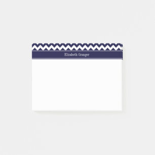 Navy Blue White Chevron Navy Name Monogram Post-it Notes