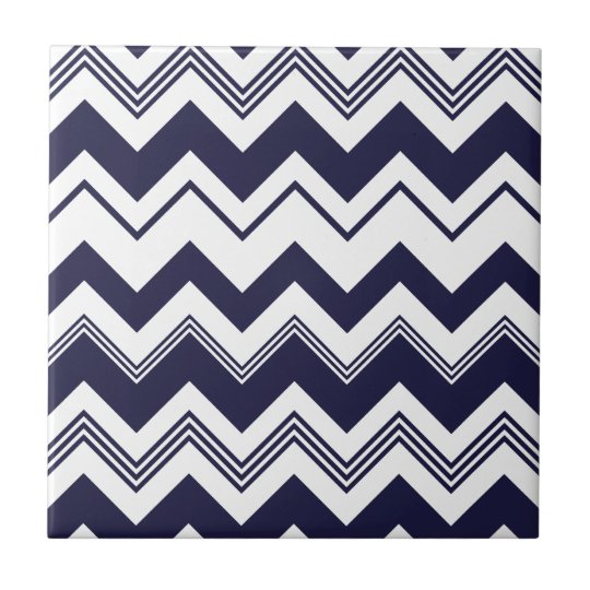 Navy Blue White Chevron Pattern Tile | Zazzle.co.uk