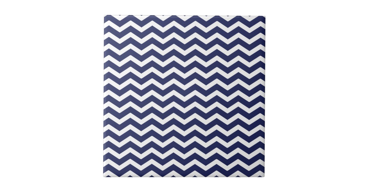 Navy Blue White Chevron Pattern Tile Zazzle