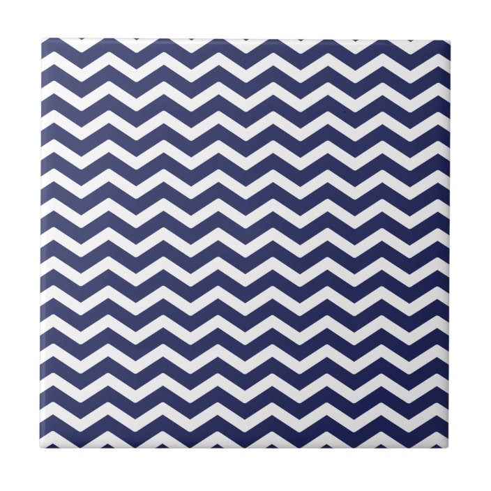 Navy Blue White Chevron Pattern Tile | Zazzle.co.uk