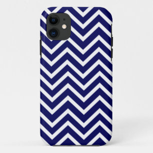 Navy Blue White Chevron Stripe iPhone 5 Case