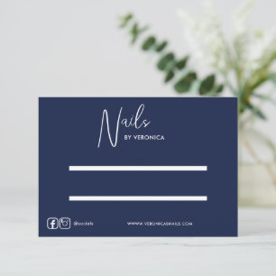Navy Blue White Chic Press On Nail Display Card