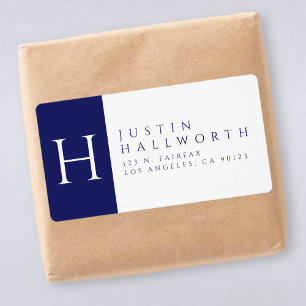 Navy Blue & White   Classy Return Address