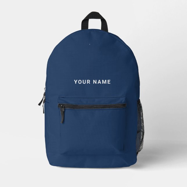 Navy blue white Custom Name Backpack (Front)