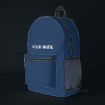 Navy blue white Custom Name Kids Backpack<br><div class="desc">Easily personalise this simple and cool kids backpack adding your name or custom text. A cool and modern design in navy blue and white featuring clear sans serif font, for a modern, professional and edgy look, perfect as custom gift for college students, high school, kids. The backpack can be customised...</div>