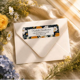 Navy Blue White Daisies