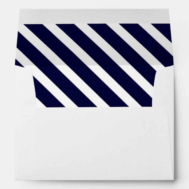 Navy Blue White Diagonal Stripe #1 A7 5x7 Envelopes (Back (Bottom))