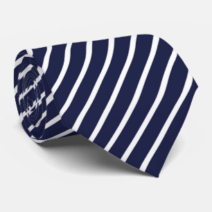 Navy Blue White Diagonal Stripes Tie