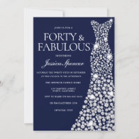 Navy Blue White Diamond Dress 40th birthday Party