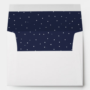 Navy Blue White Dot Pattern Lined Envelope