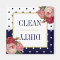 Navy Blue White Dots Floral Clean Dirty Dishwasher
