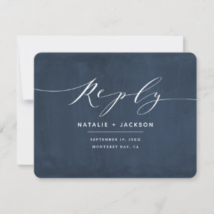 navy blue + white elegant wedding reply
