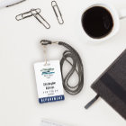 Navy Blue White Employee ID Large Logo Badge