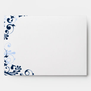 Navy, Blue, White Floral Wedding A7 Envelopes