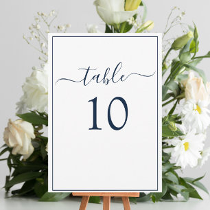 Navy Blue White Formal Elegant Table Number Cards