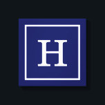Navy Blue White Framed Initial Monogram Canvas Print<br><div class="desc">Navy Blue and White Framed Initial Monogram A stylish solid background with a white framed area for your monogram, name or other text. You can also change the text font, change the font size and colour, move the text, etc. If you would like this design in other colours, just drop...</div>