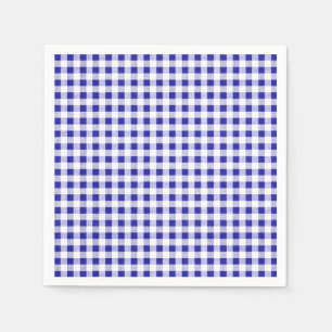 Navy Blue White Gingham Pattern Napkin