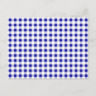 Navy Blue White Gingham Pattern Postcard