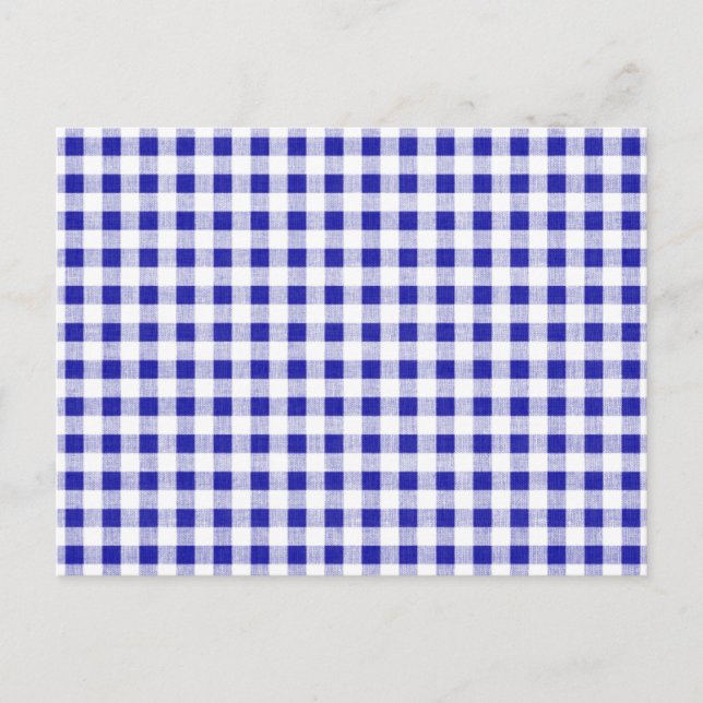 Navy Blue White Gingham Pattern Postcard (Front)