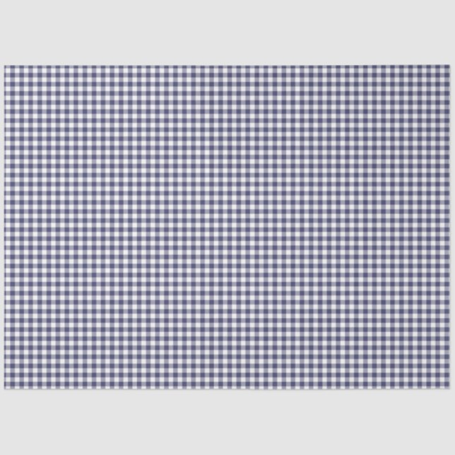 Navy Blue & White Gingham Pattern Tissue Paper (Front)