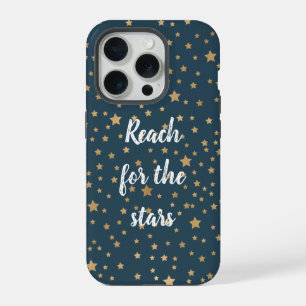 Navy Blue White Gold Stars iPhone 15 Pro Case