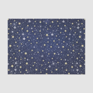 Navy Blue White & Gold Stars Tissue Paper
