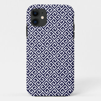 Navy Blue & White Greek Key Pattern iPhone 5 Case