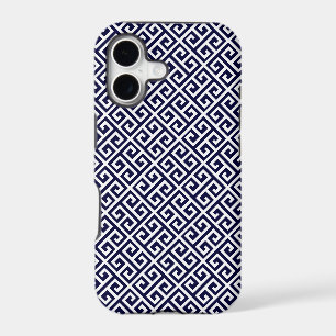 Navy Blue & White Greek Key Pattern iPhone 5 Case